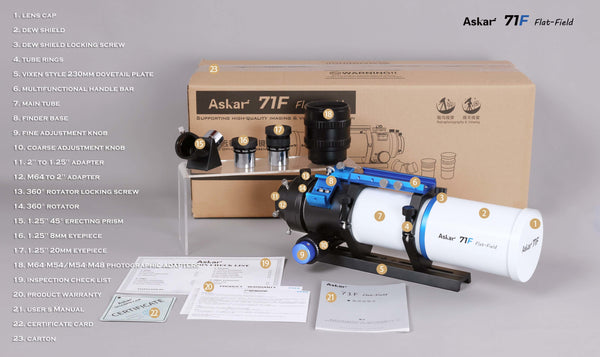 Télescope réfracteur à champ plat Askar 71F et longue-vue | ASKAR-71F | Télescope réfracteur à champ plat Askar 71F et longue-vue | ASKAR-71F