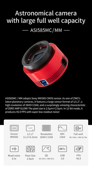 ZWO ASI585MM Planetary Mono Camera (ASI585MM) | ZWO ASI585MM Planetary Mono Camera (ASI585MM)
