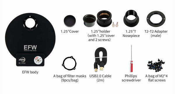 Zwo 8-Position Efw For 1.25" And 31Mm Filters (Zwo-Efw-8X1.25) - All-Star Telescope Canada - For All Things Astro, Binoculars, And Science | ZWO 8-Position EFW for 1.25" and 31mm Filters (ZWO-EFW-8x1.25)