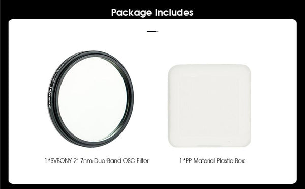 SVBONY SV220 Dual Band 7nm H-Alpha & OIII Filter 2" Mounted | W9172B | SVBONY SV220 Dual Band 7nm H-Alpha & OIII Filter 2" Mounted | W9172B