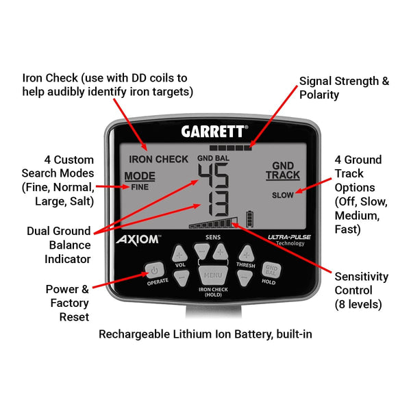 Garrett Axiom Lite Gold Metal Detector With 11"X7" Mono Coil | 1142710 | Garrett Axiom Lite Gold Metal Detector With 11"X7" Mono Coil | 1142710