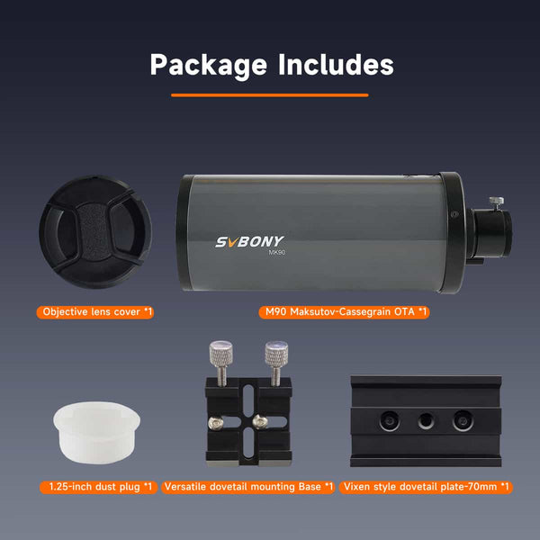 SVBONY MK90 90mm F14 Maksutov Cassegrain Telescope OTA | F9382B | SVBONY MK90 90mm F14 Maksutov Cassegrain Telescope OTA | F9382B