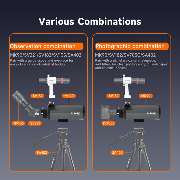 SVBONY MK90 90mm F14 Maksutov Cassegrain Telescope OTA | F9382B | SVBONY MK90 90mm F14 Maksutov Cassegrain Telescope OTA | F9382B