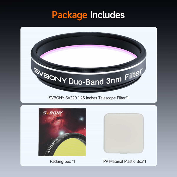 SVBONY SV220 Dual Band 3nm H-Alpha & OIII Filter 1.25" Mounted | W9198A | SVBONY SV220 Dual Band 3nm H-Alpha & OIII Filter 1.25" Mounted | W9198A