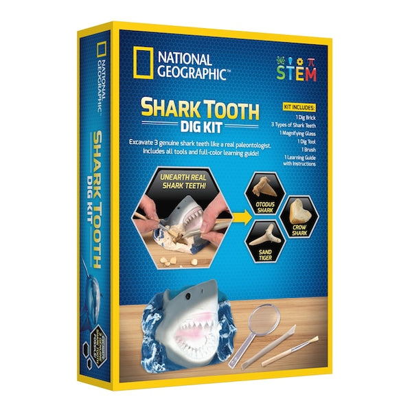 National Geographic Shark Tooth Dig Kit (816448024412) - All-Star Telescope Canada - For All Things Astro, Binoculars, And Science | Kit de fouille de dents de requin National Geographic (816448024412)